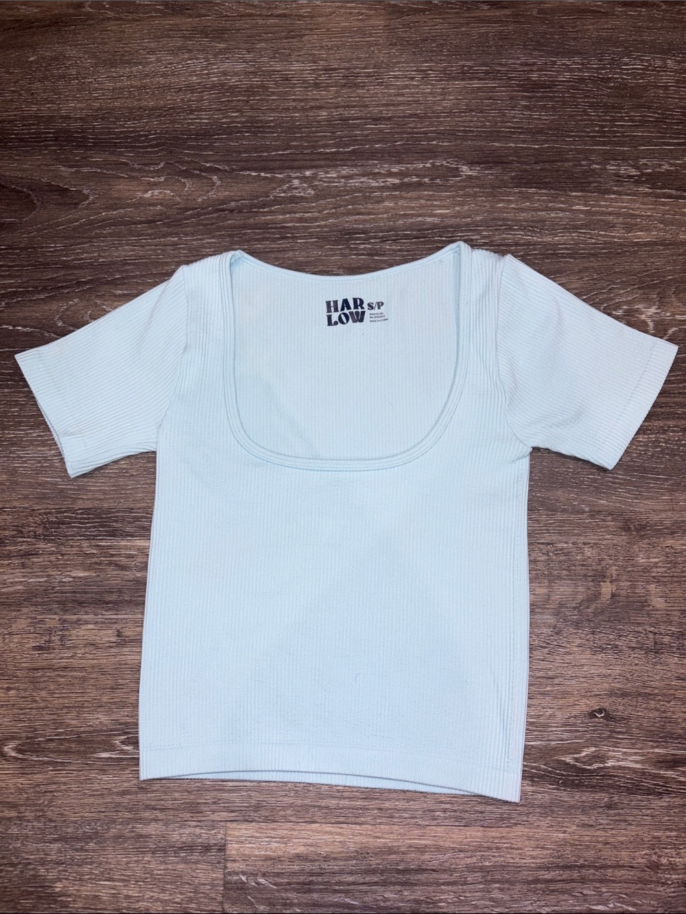 Har Low Women’s Scoop Neck Ribbed Tee in Light Blue